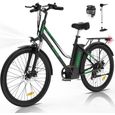 Vélo électrique HITWAY 26" - 7 Vitesses - Batterie amovible 36V 12AH 250W - E-Bike Noir-0