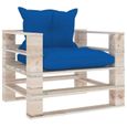 vidaXL Canapé palette de jardin avec coussins bleu royal Bois de pin 3066049-0