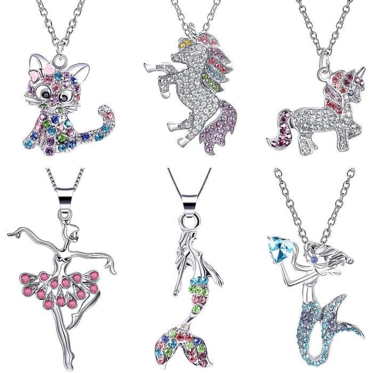 Princesse Cadeau Fête Anniversaire Filles Sirène Coquille Licorne Pendentif Colliers Bijoux Set Enfant HIFOT 6 Pièces Licorne Sirène Collier Enfant Fille