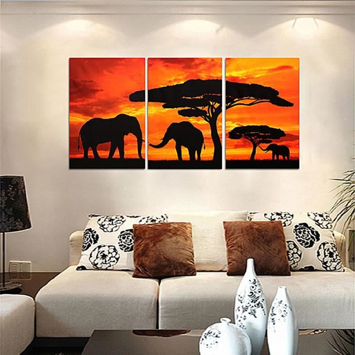 3pcs Moderne Steppe Elephant Tableau Peinture Huile Toile Mural Salon Decoration Achat Vente Tableau Toile Cdiscount