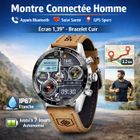 LBDC Montre connectée homme – Appels Bluetooth, Suivi santé, GPS sport, Écran 1,39″, Bracelet cuir