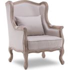 INTENSE DECO Fauteuil Bergère Theodore à oreilles style Louis XV tissu beige