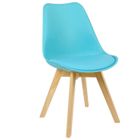 WOLTU Chaise de salle à manger chaise scandinave en similicuir + plastique + bois,Bleu