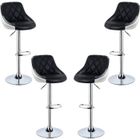 Tabourets de bar JEOBEST® (Noir Blanc) en Simili-Cuir - Lot de 4 - Pivote à 360° - Réglable en hauteur