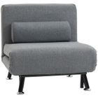 Dripex 3 En 1 Fauteuil-Lit Gris Convertible,Canapé-Lit De Loisir , Dossier Réglable En 6 Positions, Pour Maison, Bureau,Salon