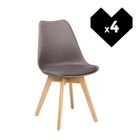 Chaises scandinaves NORDIC - SKLUM - Gris taupe - Pieds en bois massif - Lot de 4