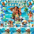 INBOXXARTY Fournitures de Fête D'anniversaire Moana, Décorations de Fête Moana, Ensemble de Vaisselle Ballons Bannière, Serviettes, Nappe, etc.