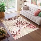 Tapis de Salon Chambre TAPISO Rouge Crème Beige GOLDEN Feuille Palmier Doux Confortable 160x230 cm