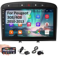 Android Autoradio GPS pour Peugeot 308/408 2007-2013, 9" Écran Tactile WiFi FM Carplay