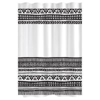 Rideau de douche ethnik tissu 180x200 blanc noir Blanc / Noir