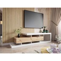 Olga - meuble TV - bois et blanc - 198 cm - style scandinave Couleur - Bois / Blanc
