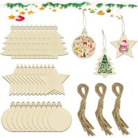 Boule de Noël Bois Tranche 3 Styles Différents Ornements Avec Cordes Disques de Tranches Pour Sapin de Noël Pendants DIY Artisanat