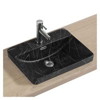 Vasque rectangulaire en céramique noire 48x37cm - MOB-IN - LEA - Imitation marbre - Robuste