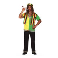 Déguisement Jamaïcain Rastafari Reggae Homme - Widmann - Jaune - Tee-shirt, Pantalon et Bonnet en Polyester