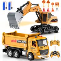 Lot 3 Engins De Chantier – Pelleteuse, Bulldozer, Camion Benne – ABS – 17 Cm – Sable, Plage, Jardin – 3-12 Ans