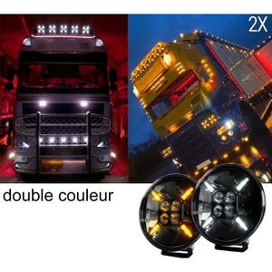 PHARES - OPTIQUES 12V 24V LED Phare Combiné Blanc Orange X2 Faisceau Spot pour Tracteur Camion Bus