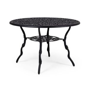 TABLE DE JARDIN  Table de jardin ronde 110 cm en aluminium anthracite - TROGEN