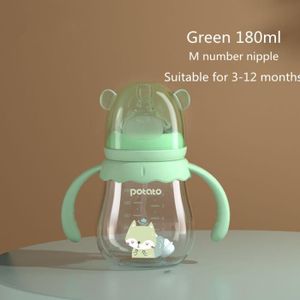 BIBERON  vert 180ml - Biberons en verre pour nouveau-né, imitant le lait maternel pour nouveau-né, anti-coliques, Anti