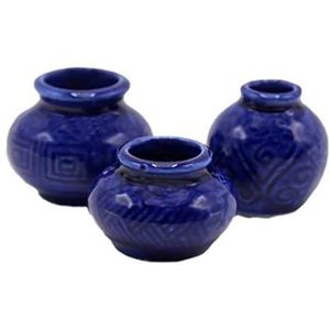 3x Maison de Poupées Miniature Jaune Vitré Céramique Vases 