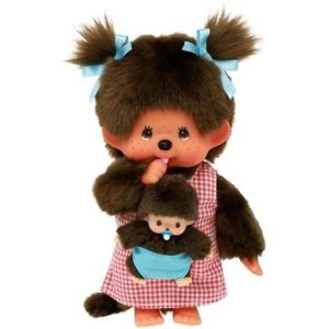 PELUCHE Peluche Monchhichi Maman & Bébé - 20 cm - BANDAI