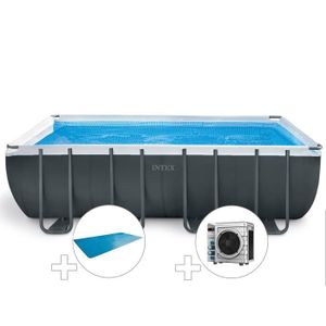 PISCINE Kit piscine tubulaire Intex Ultra XTR Frame rectangulaire 5,49 x 2,74 x 1,32 m + Bâche à bulles + Pompe à chaleur