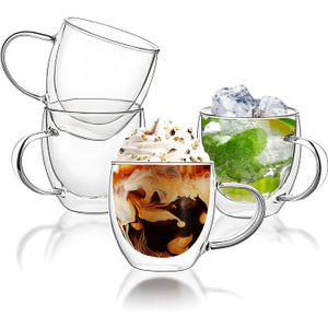 YWDL-Tasse en verre à double paroi sans poignée avec fleurs sèches, tasse à  thé transparente, jus de fruits, tasse à café expresso, degré de chaleur,  250 ml, 350ml - AliExpress