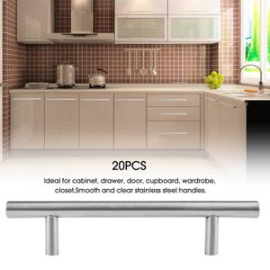 20pcs Poignee T Barre Meuble En Acier Inox Porte Tiroir Cuisine