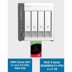 SERVEUR STOCKAGE - NAS  QNAP TS-433 4GB Serveur NAS IRONWOLF PRO 24To (4x6