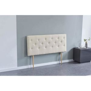 IDMARKET Tête de lit sur pied CIRI pour lit 140 et 160 cm avec rangements blanc et bois - Maison