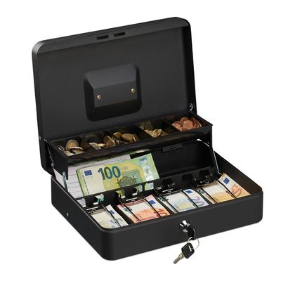 Wedo Caissette à Monnaie 5 Compartiments Bleu – Caisse Métallique Sécurisée Avec Serrure Et Poignée