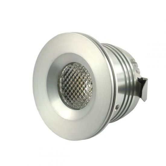 Mini Spot Led Encastrable 1w 12 Volts Aluminium Blanc Chaud 3000k