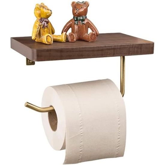 Porte-Papier Toilette Mural Laiton Antique Rétro - Support Rouleau WC Avec Porte-Téléphone Intégré Style Vintage