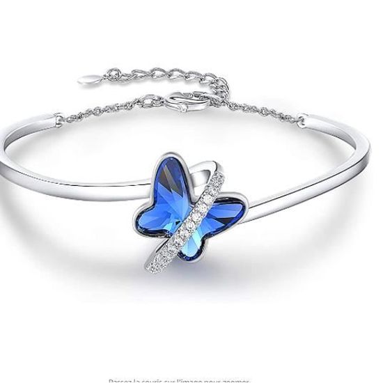 GEORGE SMITH Classique Bracelet Papillon pour Femme Bracelet Plaque Argent avec Cristal Bleu Bracelet Femme Cadeau Anniversaire F Achat Vente bracelet gourmette GEORGE SMITH Classique Br Femme