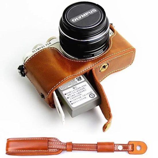 Étui Cuir PU Pour Fujifilm X-E2 X-E1 - Protection Complète Avec Bandoulière
