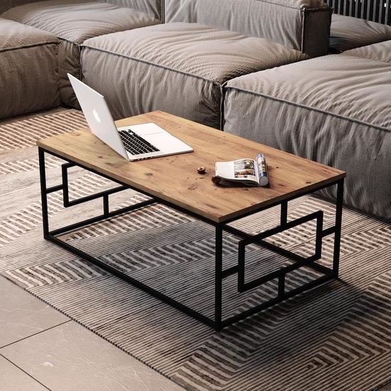 yurupa table basse industrielle table de salon style vintage table d appoint bout de canape table a cafe armature en metal vg12 a cdiscount maison