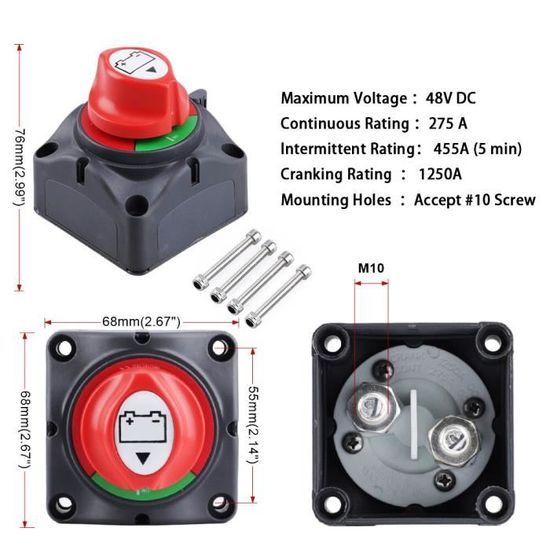 Interrupteur De Coupure Batterie 12V-48V 300A – Étanche IP56 – Pour Voiture, Bateau, Camping-car, Moto