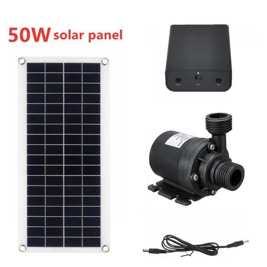 Kit De Pompe à Eau Solaire 50W Panneau 800L/h 12V à Faible Bruit