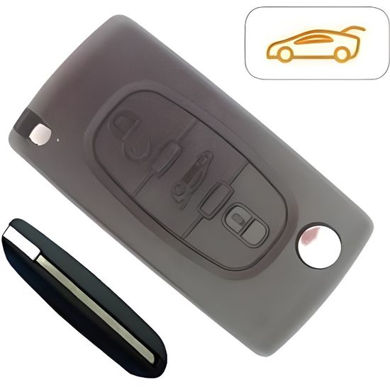 JONGO® Guscio Chiave con Lama Compatibile con Citroën C4, C5 e C6 | Modello CE0523 | Custodia Telecomando Auto Plip a 3 Pulsanti (Apertura, Chiusura, Luci) | Ricambio Senza Elettronica