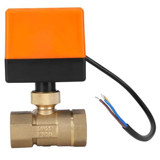 Soupape à Bille Motorisée Laiton 1 NPT - 9V à 24V AC/DC, 3 Fils, Idéale Pour Eau, Air, Diesel