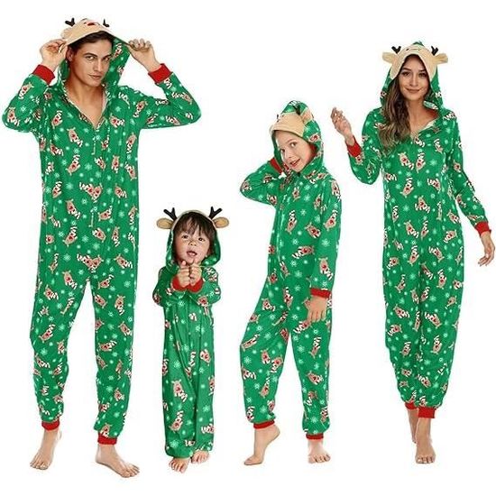 PYJAMA - CHEMISE DE NUIT Pyjama De Noël Famille Combinaison Pyjama Jumpsuit Costume Maison