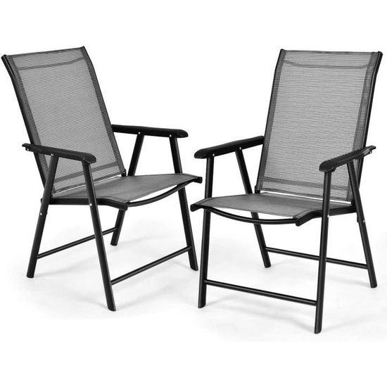 SPRINGOS Lot De 4 Chaises Jardin Pliantes Avec Accoudoirs 49x49x96 Cm - Noir
