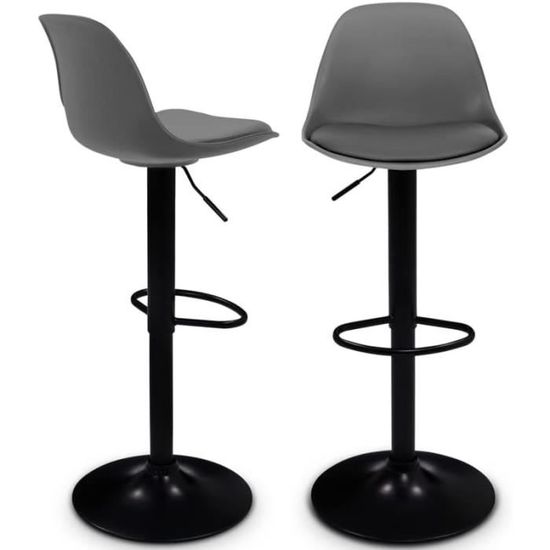 Design Gris Réglable IDMarket Lot 2 Tabourets Bar Karl Design Gris - Hauteur Réglable Verin Gaz - Pivotant 360° Tabouret De Bar Design Gris Réglable IDMarket Lot 2 Tabourets Bar Karl Design Gris - Hauteur Réglable Verin Gaz - Pivotant 360° Tabouret De Bar