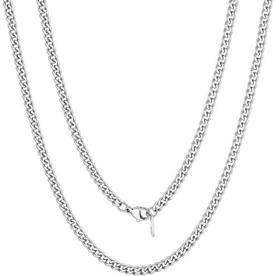 Richsteel Collier Chaîne Cubaine Acier Inoxydable 316L - 3/6/9/12mm - 35-76cm - Argent/Or/Noir