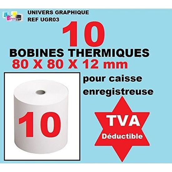 Generic Papier Thermique Imprimante De Caisse 80 X 80 X 12 Mm - Lot De 10 -  Blanc - Prix pas cher