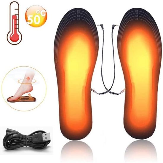 Coussin Chauffant électrique Noir Semelles électriques USB Chaussures Pour Sport En Plein Air Hiver Pour Unisexe L
