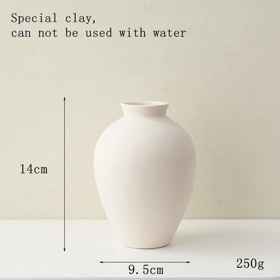 Vase En Céramique Blanc Moderne - Décoration Table Pour Fleurs, Pampa Et Fleurs Séchées, Idéal Salon Et Chambre
