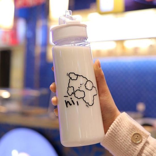 Gourde Kawaii - Bouteille D'Eau Kawaii 800 Ml Avec Sangle Et Paille,Grande Bouteille D'Eau Ours