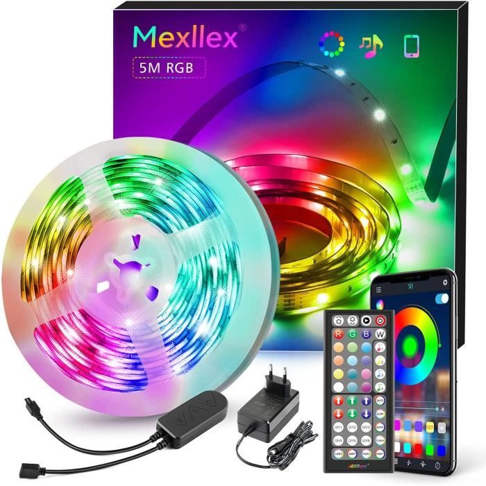 Mexllex Ruban Led 15M Led Chambre Multicolore Bande LED avec Télécommande