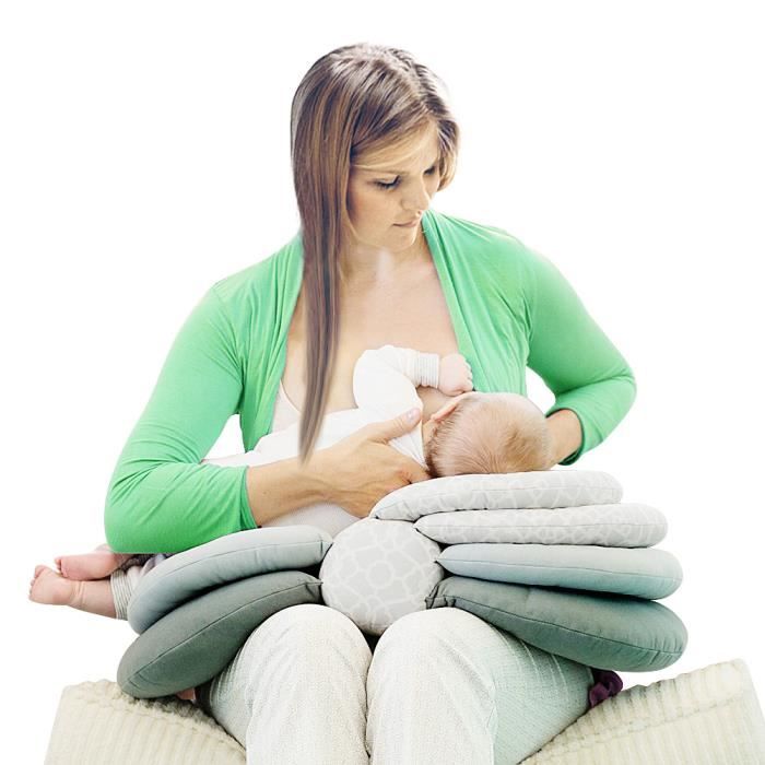 CENBLUE Coussin de maternité pour l'allaitement Hauteur réglable – Gris