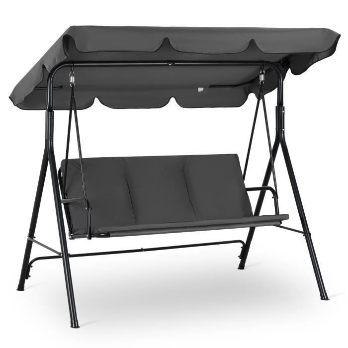 Strattore Balancelle Hollywood Balançoire Swing de jardin 170 x 115 x 153 cm - Anthracite
